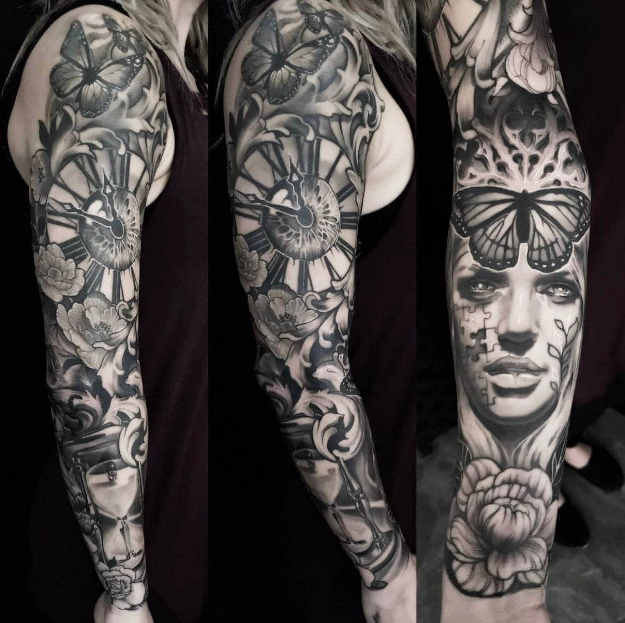 Clock Arm Sleeve Tattoo