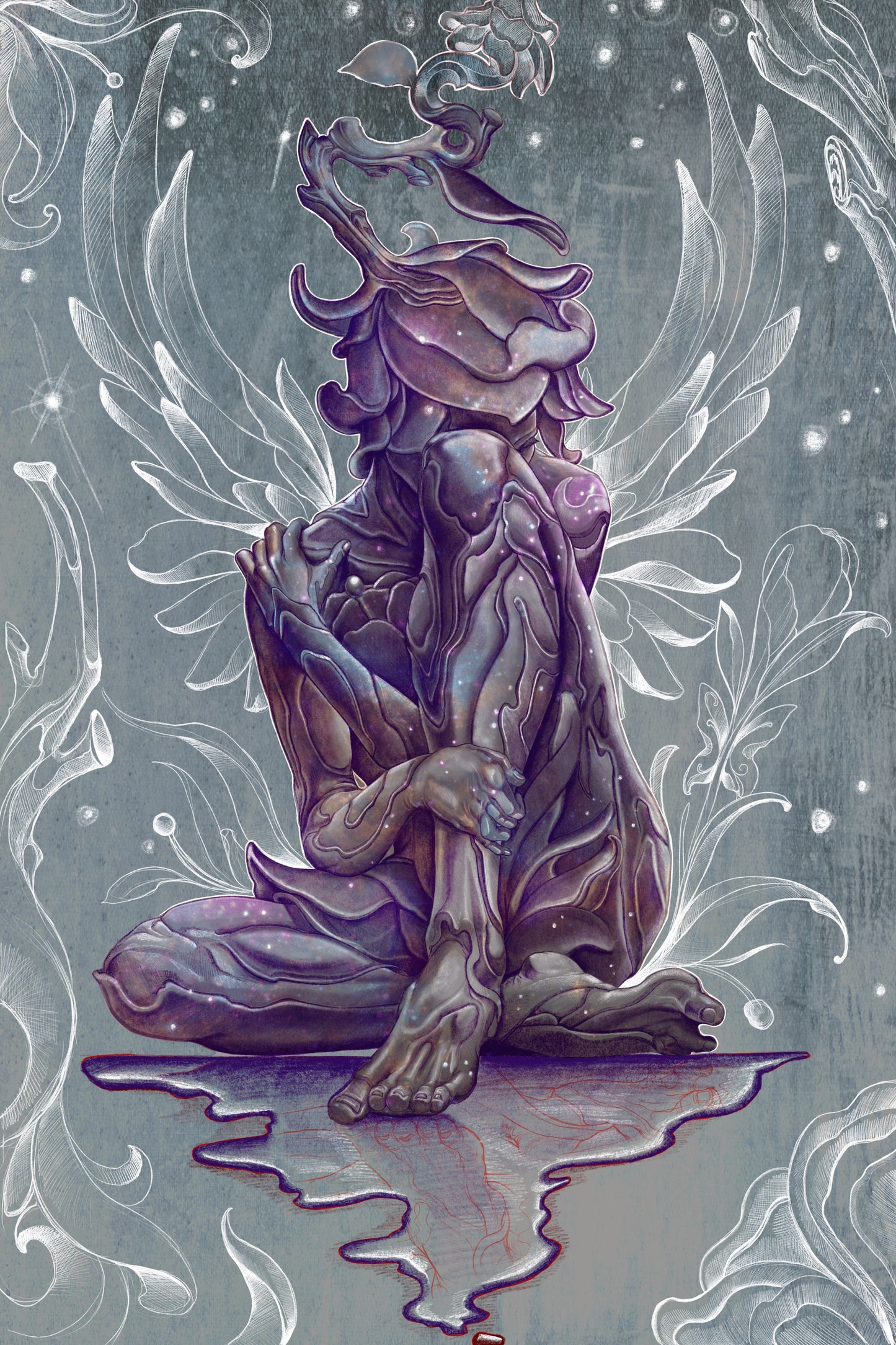 cosmic flower girl drawing